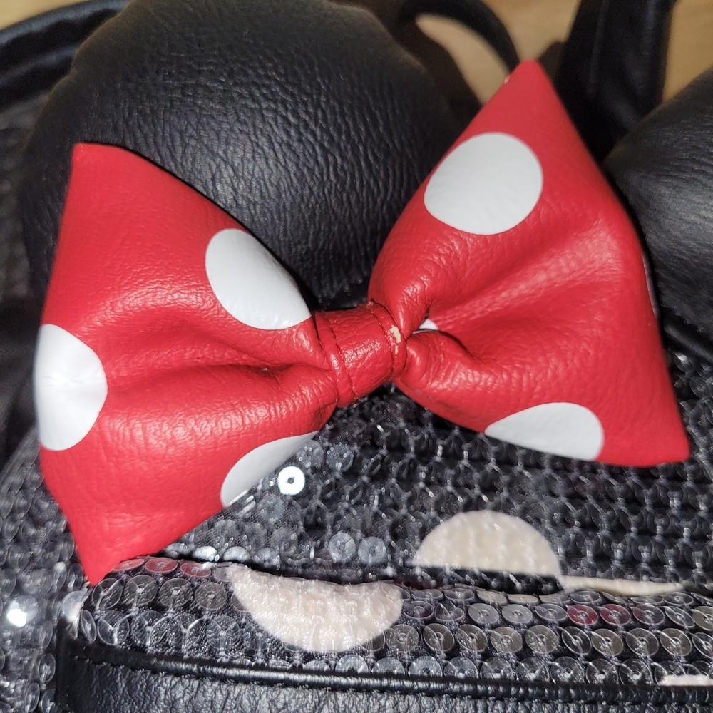 Disney Parks Loungefly Minnie Mouse Sequined Mini Backpack – Polka‑Dot Bow - Picture 12 of 12